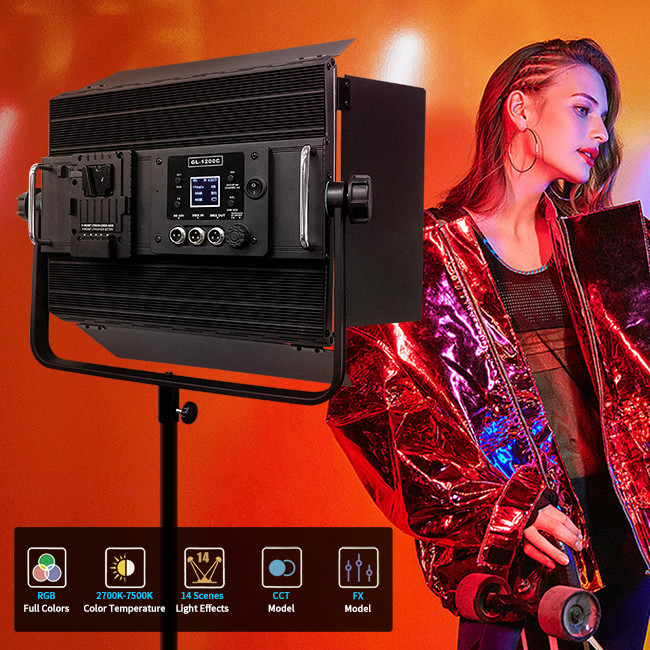 Led RGB Video Light Photo Studio Lamp120w GL-1200C Professional Photography Light Dimmable 2800K-9999K