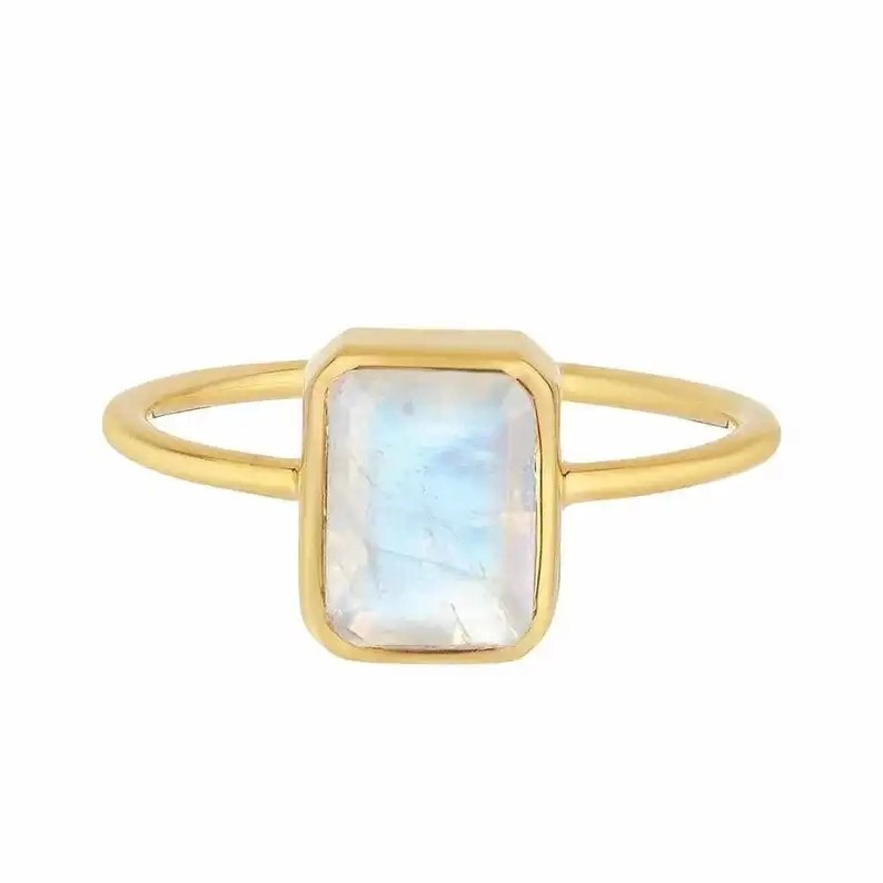 925 Sterling Silver Natural Blue Moonstone Ring Moonstone Jewelry Design