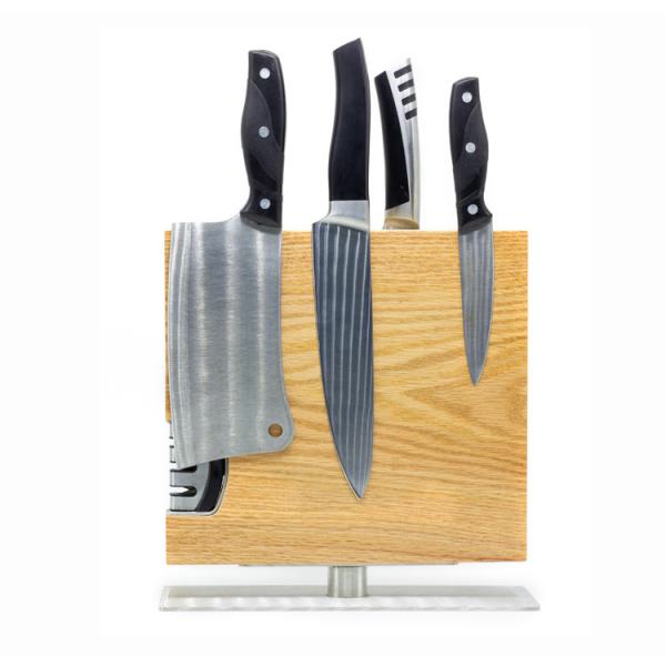 Oak Magnetic Knife Holder Set with Magnetic Holder and Knife Sharpener