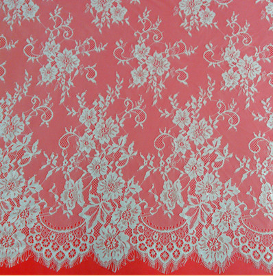 French Eyelash Lace Fabric with cord for Bridal Dress with Ivory color