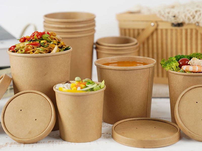 High Hardness Kraft Biodegradable Soup Cups Durable Personalized Logo