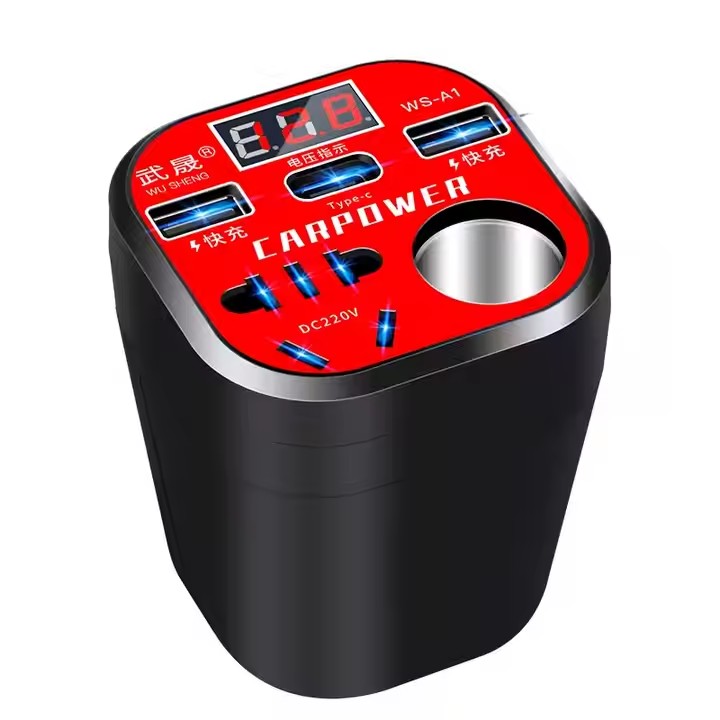 Modified Sine Wave Output 150W-200W Hybrid Grid Inverter DC 12V to AC 110V Inverter with Dual USB Ports and Type C