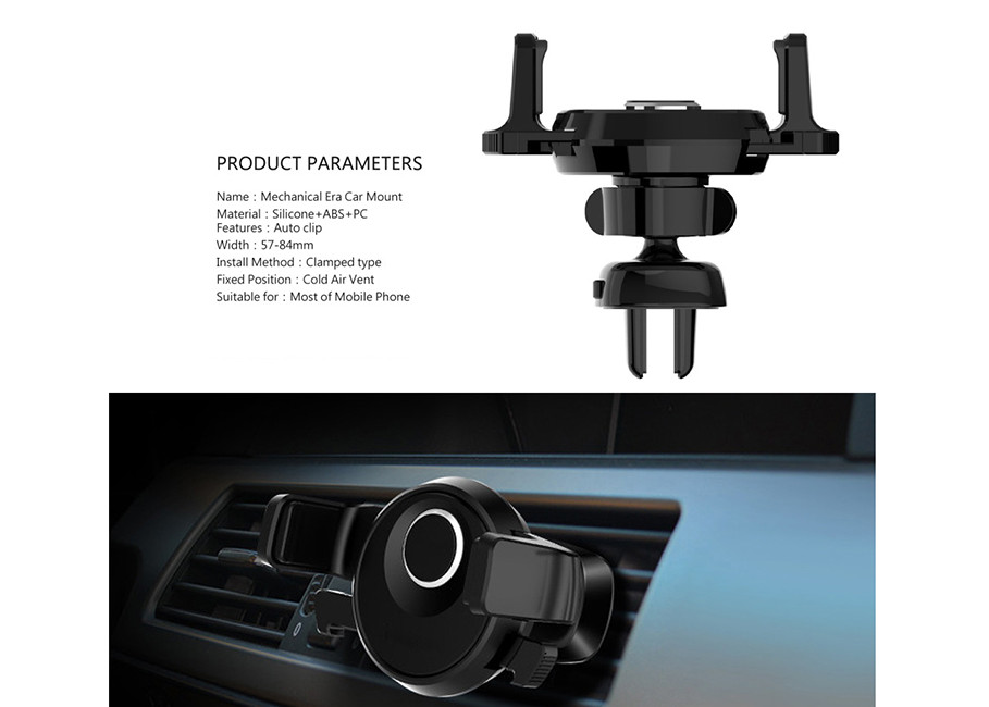 Black White Adjustable Phone Holder Mini Black Mechanical Era Car Mounted
