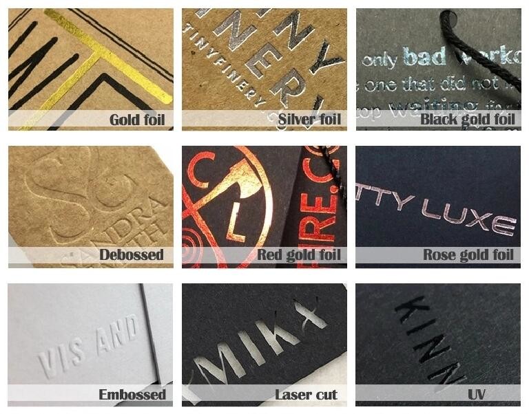 Custom Pinted Paper Clothing Tags And Labels Maker With Small Paper Pouch