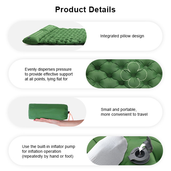 Double Camping Pad For Sleeping Backpacking Sleeping Mat With Pillow