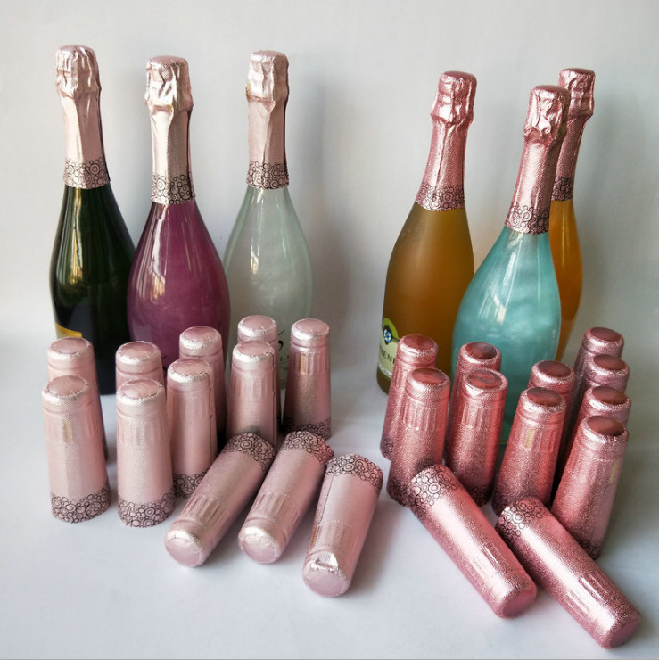 Aluminum Foil Wine Bottle Shrink Caps 35mm Dia With Tear Off Stripe