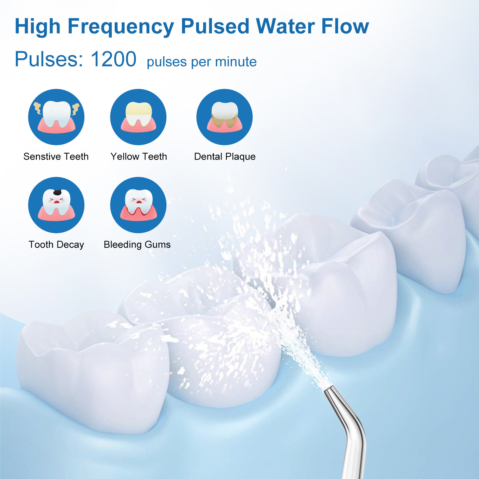 Hotel Water Pulse Cordless High Water Pressure 3 Modes 300ml Capacity Portable Dental Irrigator Oral Cleaner Water Flosser