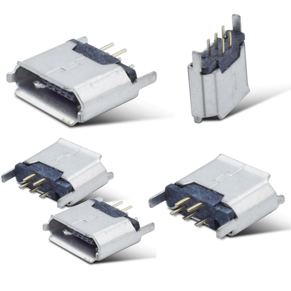 Clip PCB Mount Micro USB Female Connector 5 Pin Jack Socket SMT For PCB