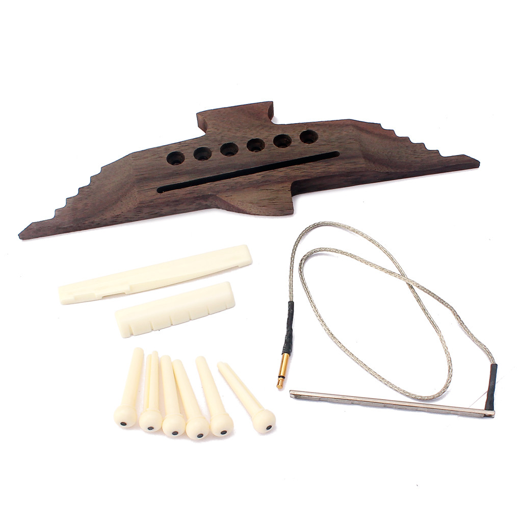 Long Lasting Six String Bass Bridge Bovine Bone Bridge Pins Endpins Piezo Pickup Set