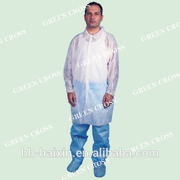 Single Collar PP Disposable Lab Coats ISO13485 Standard