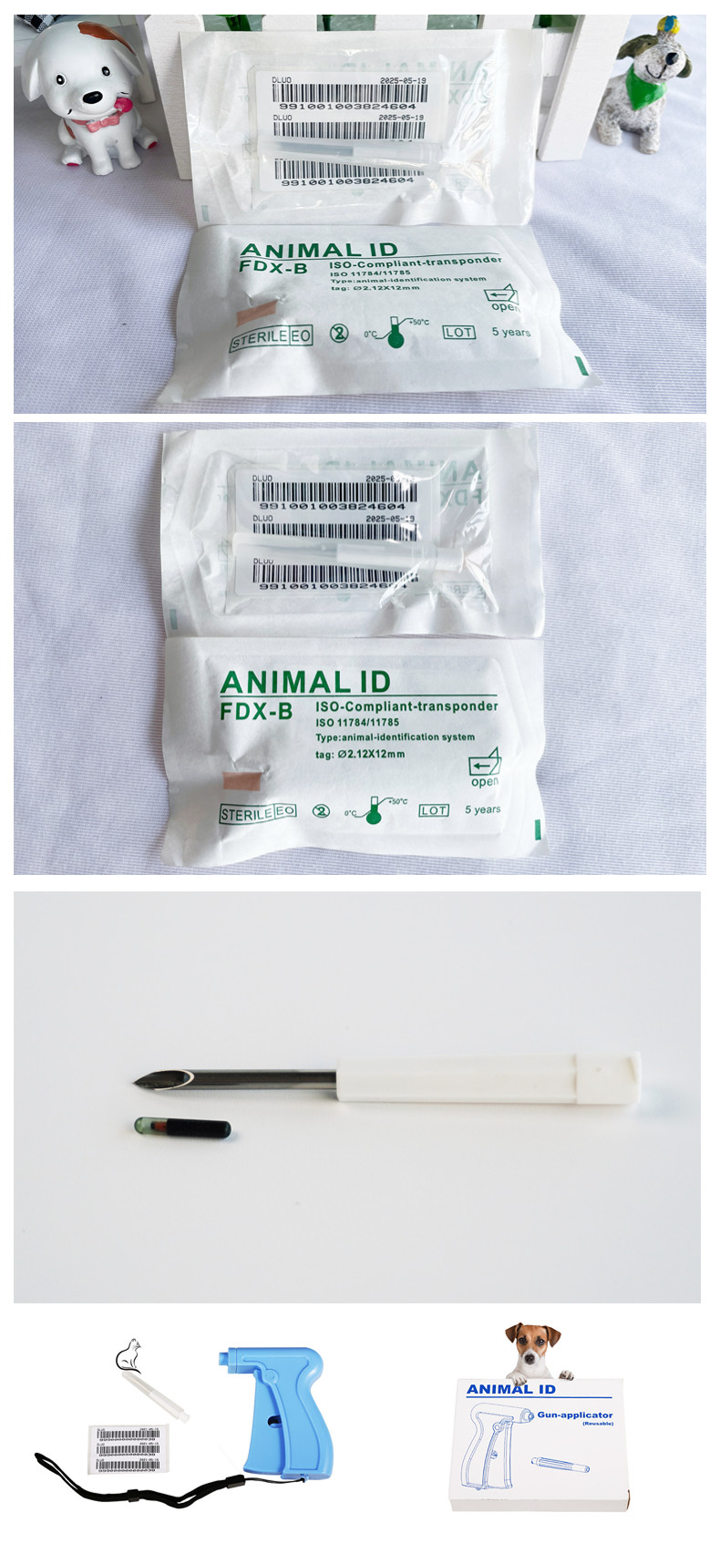 Pet / Experimental Animals Monitoring Chip , 2.12 * 12mm Injectable Microchips