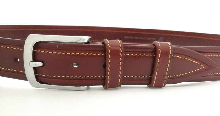 ODM 3.5cm Classic Buckle Mens Brown Leather Dress Belt