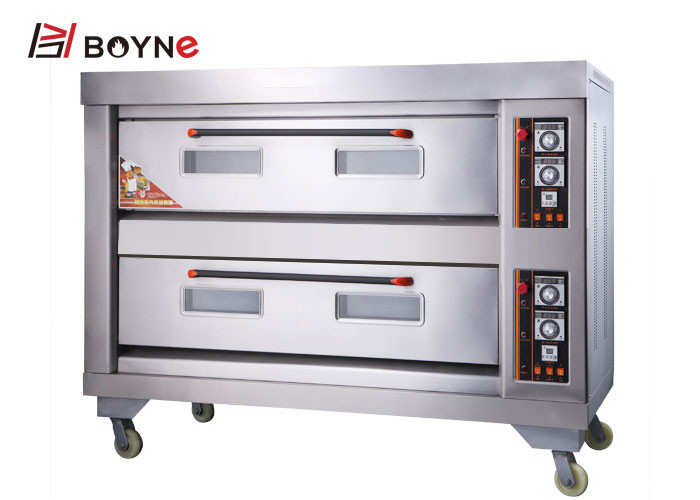 Stainless Steel Commercial Kitchen Gas Bakery Two Deck Six Tray Oven