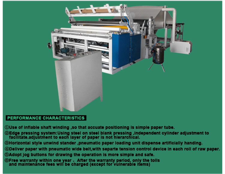 Embossing Gluing Lamination Kitchen Paper Paper Roll Rewinding Machine 1750mm