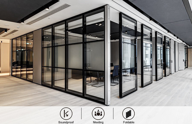 Low Maintenance Office Glass Partition Walls Perfect For Meeting Rooms Sound Insulation