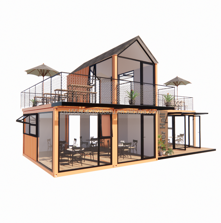 Bathroom Steel Structure Container Villa House for 4 bedrooms and 1 garage in 20FT Modern Style