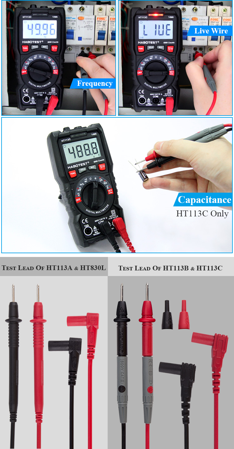 Capacitance LCD Display Pocket Standard Price Voltage Digital Multimeter Manual Frequency Meter Tester Voltmet