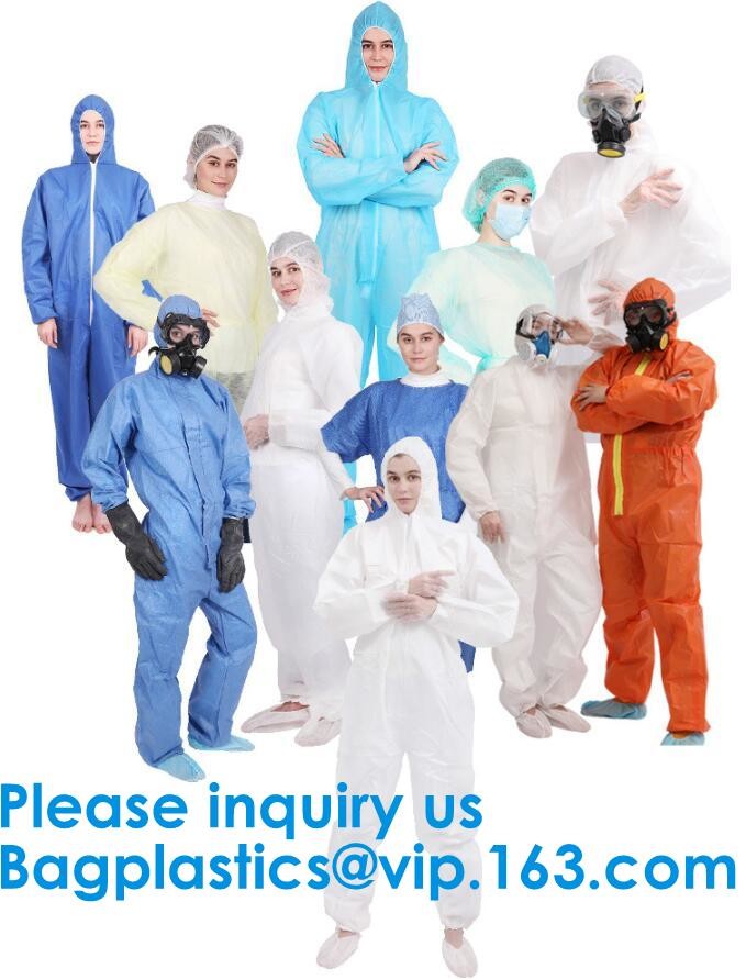 Boot, Hood, Elastic Cuffs, Ankles, Waist. Heavy-Duty Protective Coveralls. Unisex Disposable Workwear for cleaning servi