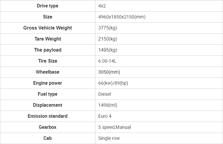 Window Automatic 1Ton/2 Ton Diesel Engine 4x2 Mini Tipper Dump Truck Weichai Left Steering Rear Euro 4