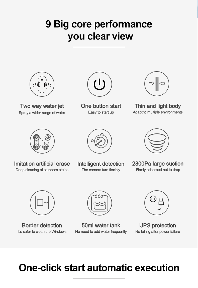 Smart Appliances Window Washing Robot Window Vacuum Cleaner Hutt Window Cleaning Robot Household