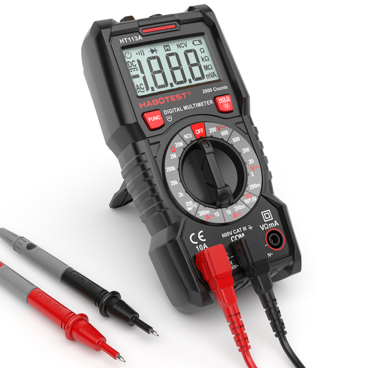 AC DC Multimeter 600V Resistance 2000 Counts Battery Test Multimeter With Flashlight
