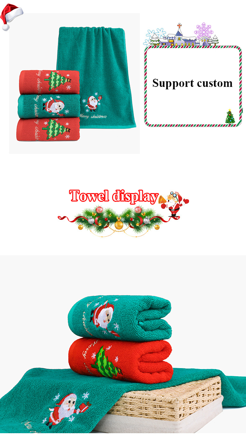 Christmas Embroidered Hand Towel Set 100% Cotton Bath Towels in Gift Box for Everyone