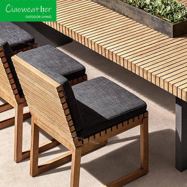 Modern Outdoor Furniture Solid Wood Teak Courtyard Dining Armchair Wood Side