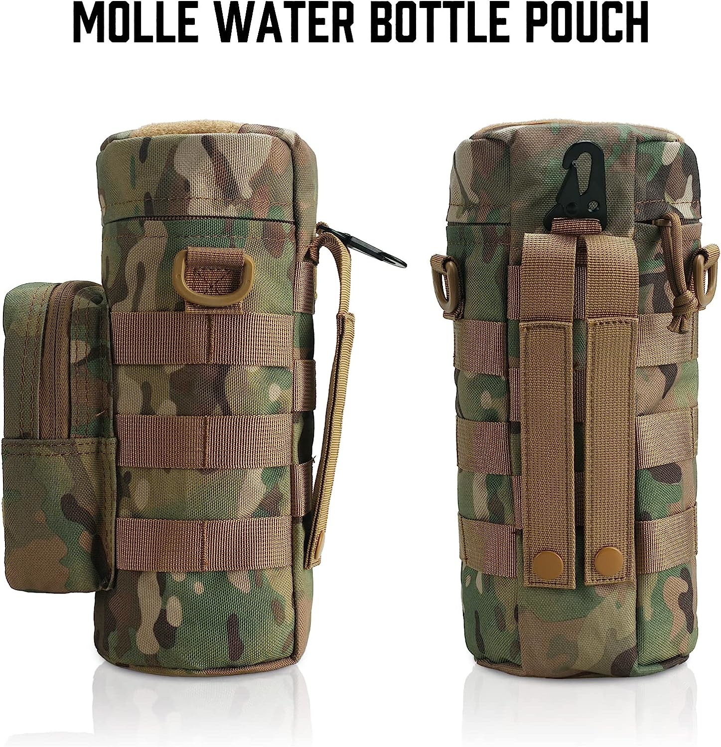 Tactical Molle Water Pouch, Tactical Bottle Holder Military Water Bottle Bag Hydration Carrier H20 Pouch Kettle Pouch