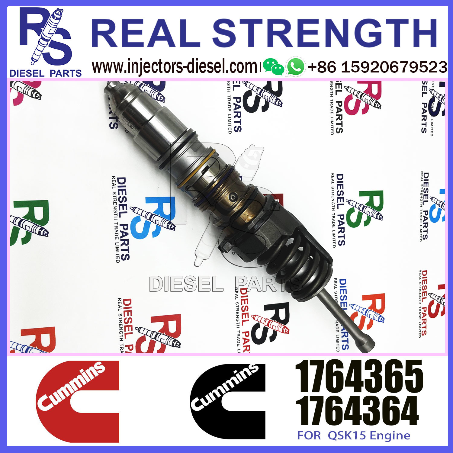 1764365 Genuine Diesel QSX15 Engine Common Rail Fuel Injector 1521978 570016 4954646 4076963 For Scania