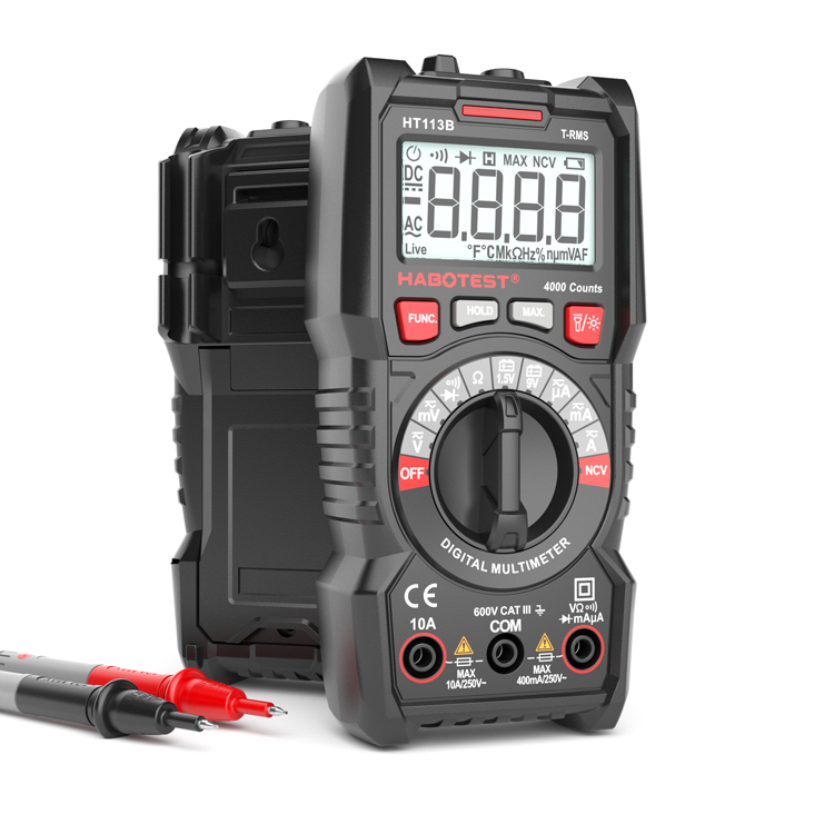 RMS 600V Automatic Digital Multimeter Voltmeter , AC DC 4000 Counts NCV Multimeter