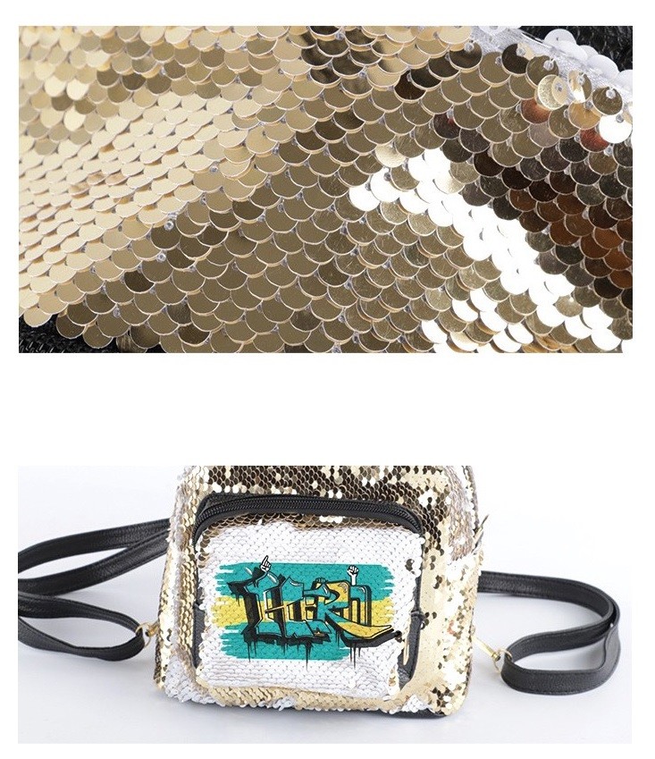 Sublimation Custom Photo Glitter Sequin Backpack Trendy Travel Sparkly Backpack