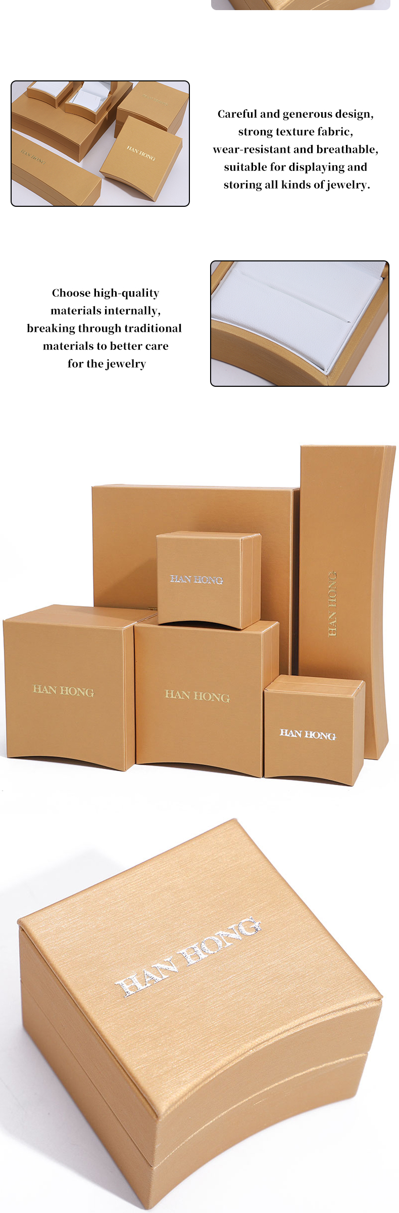 Golden Arc Shaped Faux Leather Jewelry Box Luxury Jewelry Storage Packaging Case