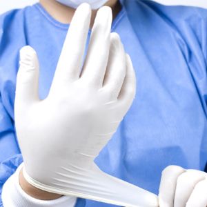 China Custom Powdered Latex Gloves Non Sterile Medical Patient Examination Glove on sale