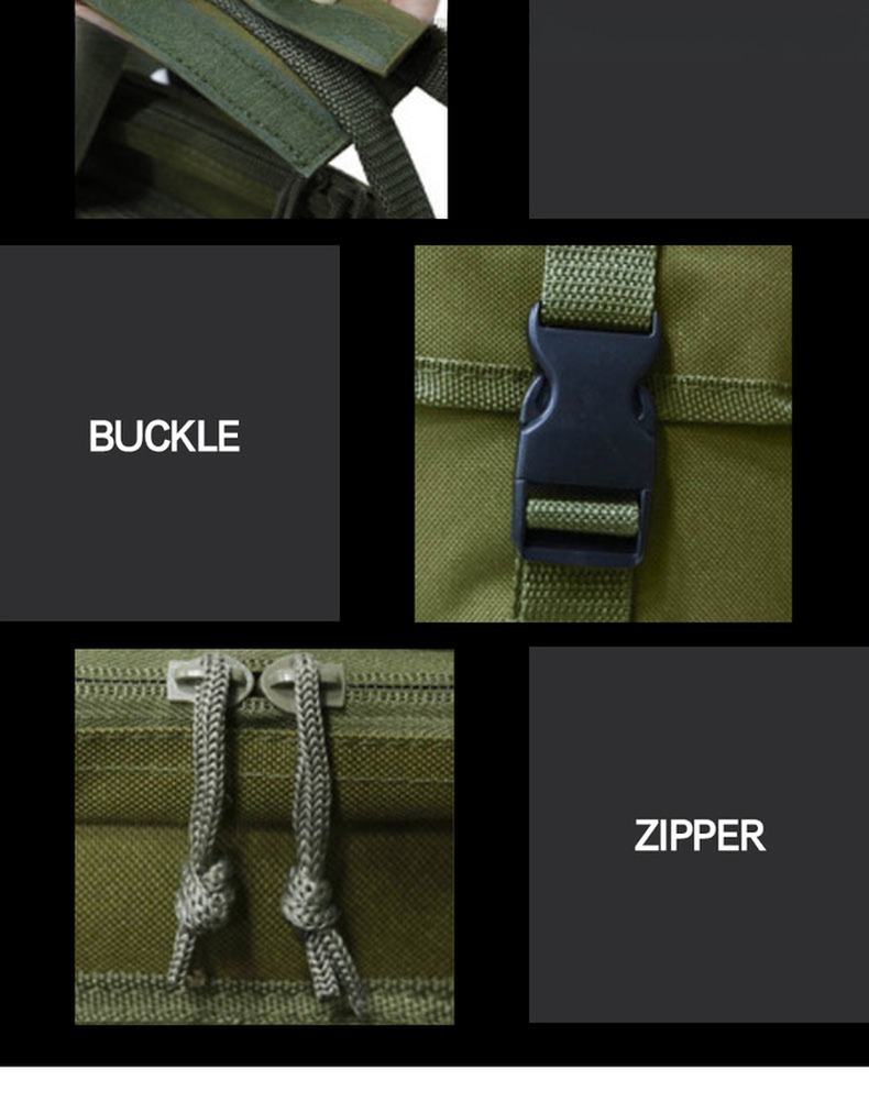 Large Capacity Molle Green Color Sports Bag Backpack for Hiking Zipper Hasp Closure