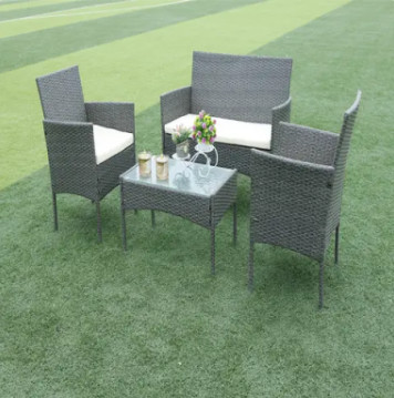 Garden Wicker Table And Chairs Plastic Wicker Sofa Set Rattan Patio Leisure Furniture