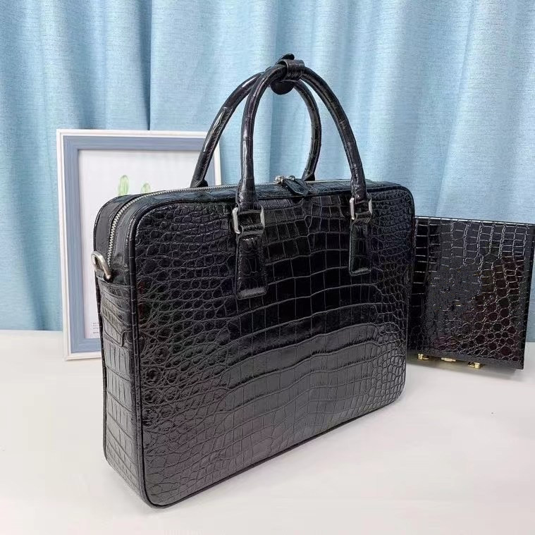 Authentic Crocodile Belly Skin Men's Classic Working Briefcase Genuine Alligator Leather Male Large Top-handle Handbag