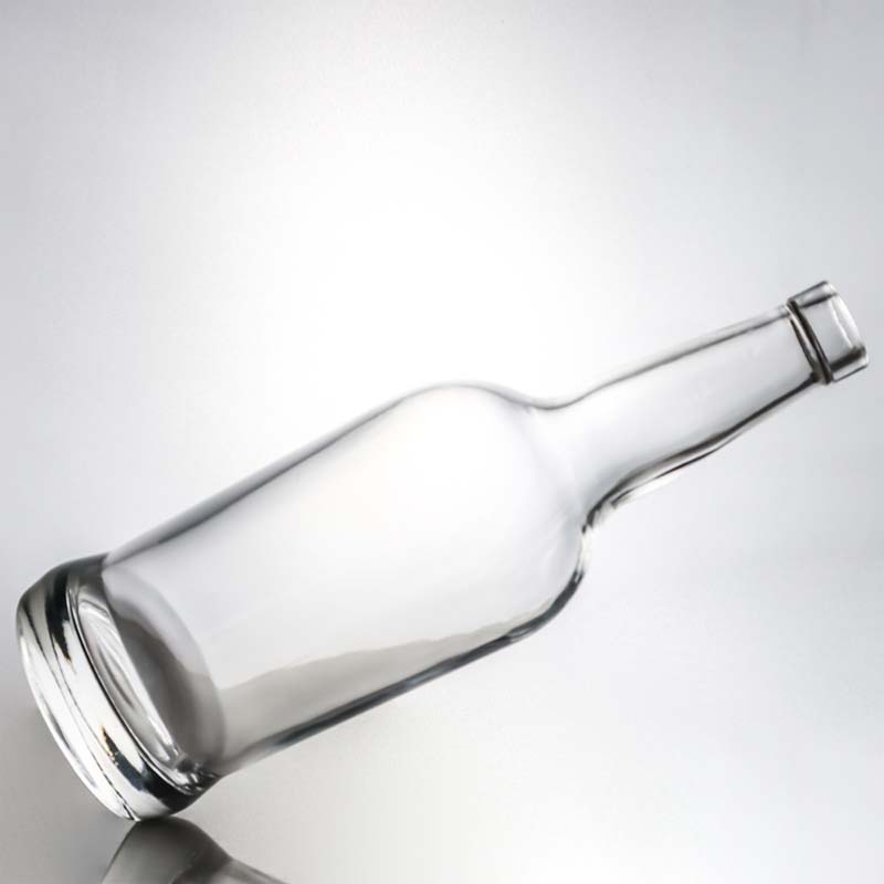Customized Logo Glass Collar 700ml Round Liquor Bottle for Vodka Brandy Whisky and More