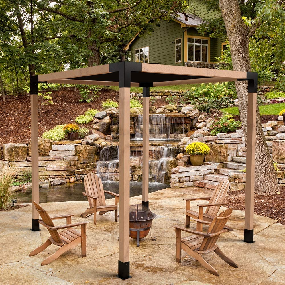 Steel Brackets Pergola Kit with Customized Size and Elevated Wood Stand 4x4 Lumber