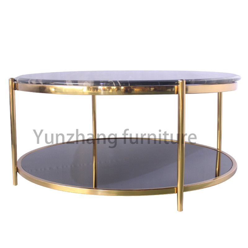 Double Layer Center Coffee Table , 201 Stainless Steel Living Room Table Set