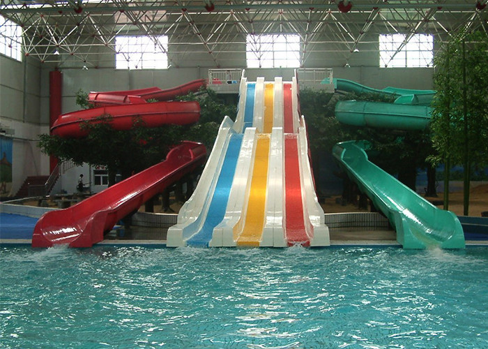 Fiberglass Colorful Water Slide Outdoor Long Multi Lane For Racing