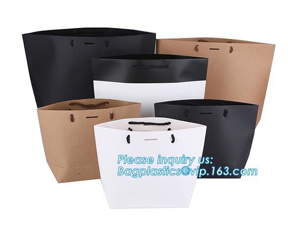 Customized Red Printed Kraft Paper Shopping Bag with Ribbon Handles and Bowknot,Kraft Paper Shopping Bag with Kinds off
