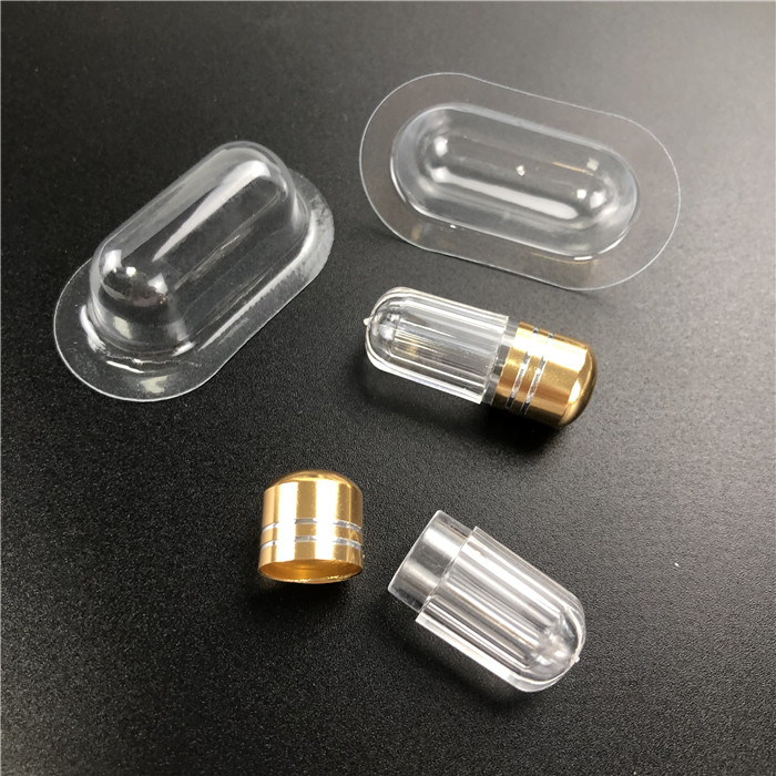 Pill Bottle Clear Small Capsule Bullet Shape Containers With Metal Cap For Rhino Pill