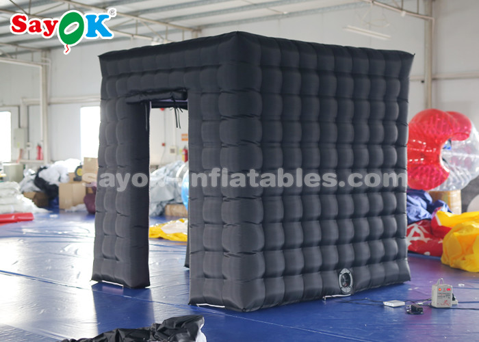 Inflatable Party Tent Black Inflatable Cube Photo Booth For Advertising High Tear Strength