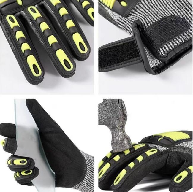 TPR Silicon Rubber Anti Vibration Gloves Cut Protection Gloves