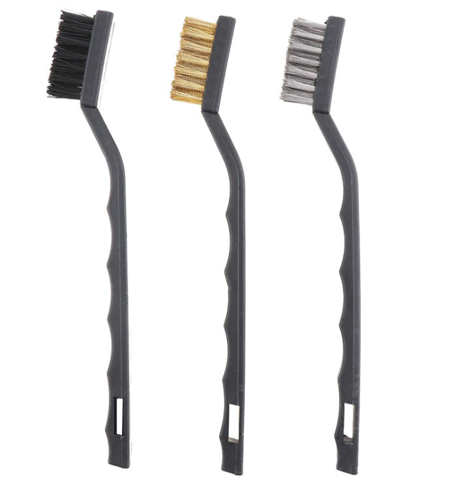 3 Pcs Mini Wire Brush Set Steel Brass Pp Handheld Cleaning Polishing Metal Rust Brush