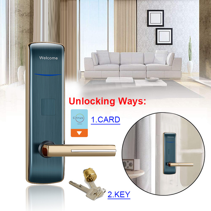 Zinc Alloy Key Card Hotel Electronic Smart Door Locks with Free Management Software