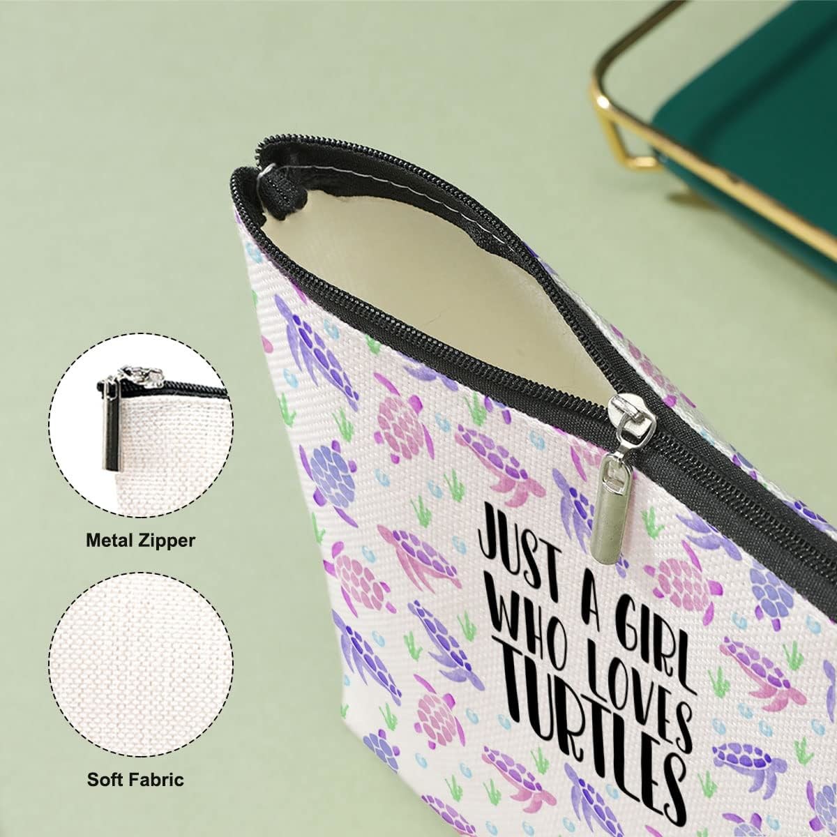 Soft Waterproof Watercolor Sea Turtle Make Up Bag For Women Cosmetic Travel Bag