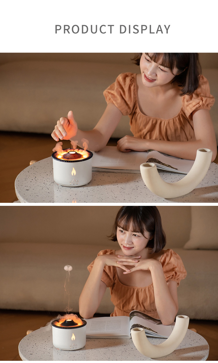 HOMEFISH Ultrasonic Aroma Humidifier Volcano Oil Diffuser 360ML USB Installation