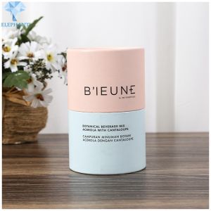 Compostable Cylindrical Paper Box With Curled Edges Silk Screen Printing