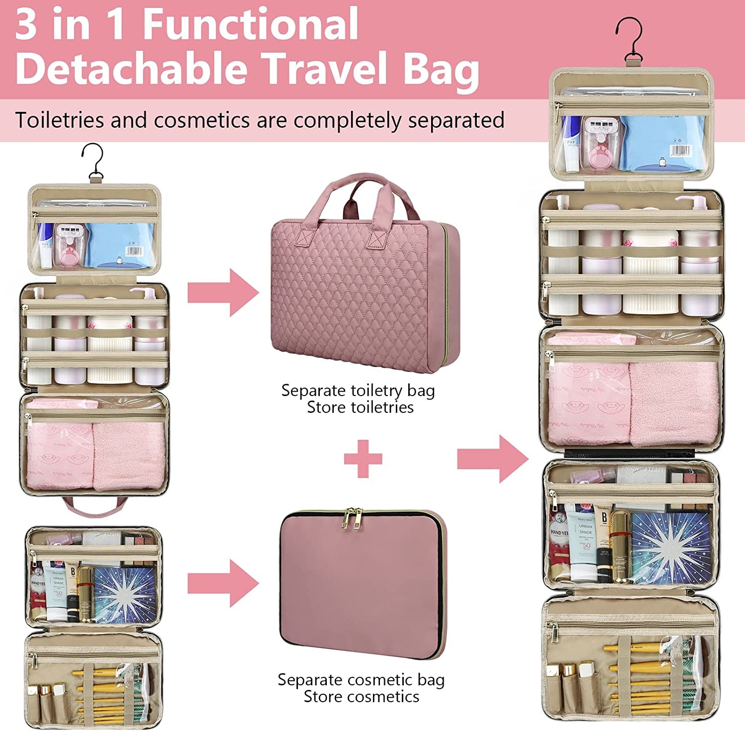 High Quality top sales bags completely detachable independent toiletry bags